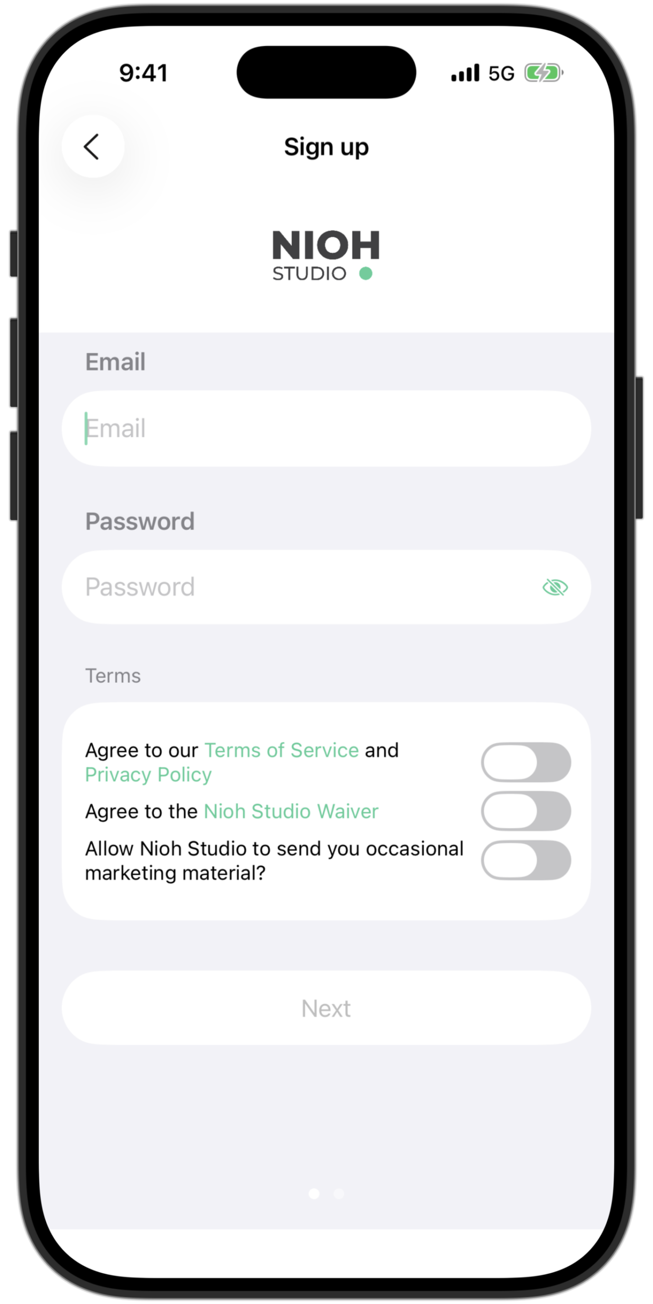 Clovo iOS booking app — class schedule screen