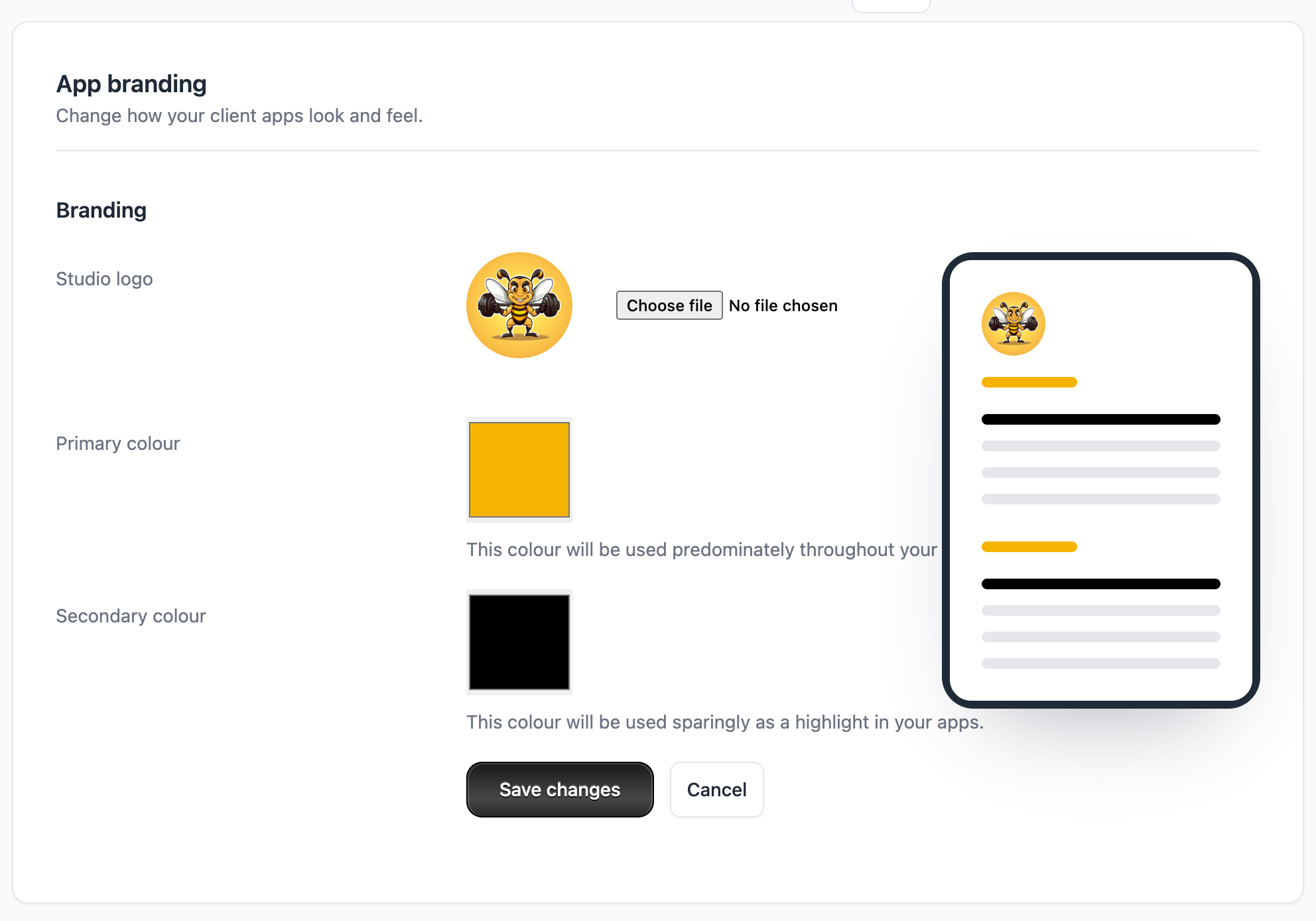 Clovo dashboard app branding setup screen